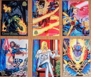1994 Marvel Universe 6 Hero Trading Cards: Ghostrider, Cyclops, White Queen, Psylocke