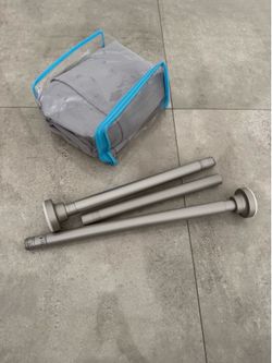 Adjustable Curtain/ Shower Bar and Grey Curtain