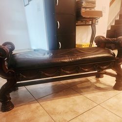 Beautiful Leather & Wood Bench (Ashley Furniture) OBO