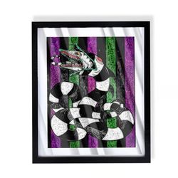 beetlejuice Sandworm custom art on black frame