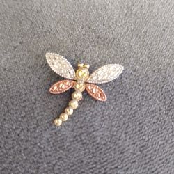 Dragonfly 10k Gold Multi color Pendant Charm