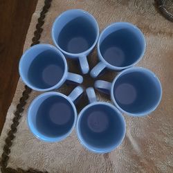 Vintage Corelle Coordinates Light Blue/  Periwinkle Stoneware Coffee Mugs - Set of 6