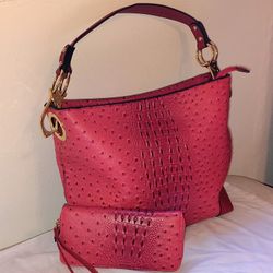 Pink Purse And Wallet Set