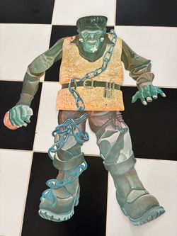 Vintage Topstone Halloween Jointed Frankenstein Mean Mad Monster Die Cut 36"