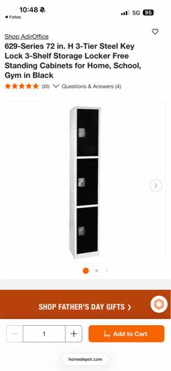 629-Series 72 in. H 3-Tier Steel Key Lock 3-Shelf Storage Locker Free Standing Cabinets for Home