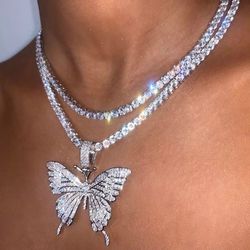 Statement Big Butterfly Pendant Necklace 