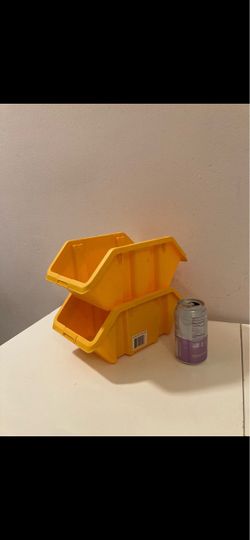 PAIR of Yellow Double Sided Stackable Bins 12” x 7” x 5”H | Two Stacking Options