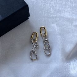 David Yurman Two Tone Twist Triple Chain Earrings 