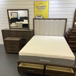 MODERN NEW CAROLINA PLATFORM QUEEN BED, DRESSER, MIRROR AND NIGHT STAND SET ON SALE ONLY $999, KING SET $1099. IN STOCK SAME DAY DELIVERY 🚚  FINANCE 
