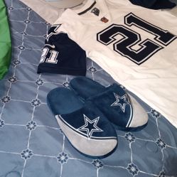 Cowboys Jersey With Baby Blue Hat And Cowboys Slippers