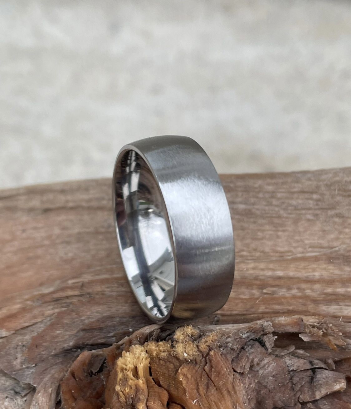 TITANIUM WEDDING RING WITH DOMED PROFILE AND SATIN FINISH SIZE 9