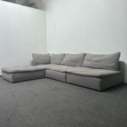 4 Piece Grey Cloud Couch | Oversized Deep Seat Sectional Sofa | RH Style | Delivery