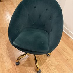 Office Chair - Swivel Upholstered Velvet Green Chair