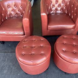 Red Jofran Furniture Gianni Club Chair With Ottomans 