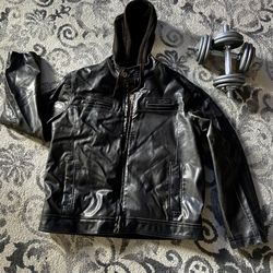 Large Dark Brown Leather Jacket , Just One Used . Excellent Condition Like New .