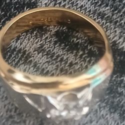 Vintage 14k HGE Lind 2 Tone Men's Ring with clear faceted stone