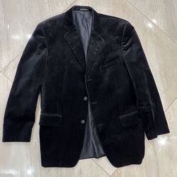 Alfani Men’s Black Pinstripe Corduroy Blazer – Size 42R – 2-Button Jacket