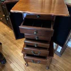 6-Drawer Wooden Jewelry Armoire Brown