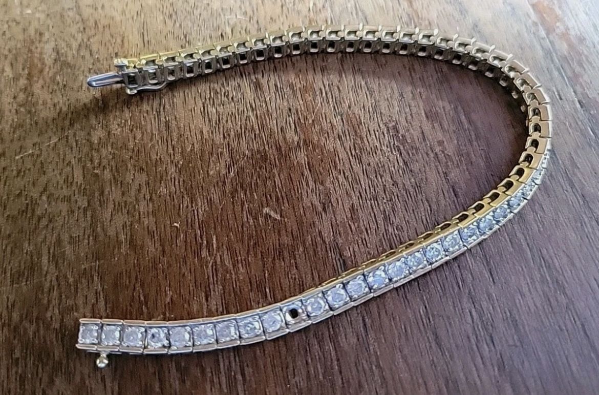 Vintage 10K Yellow Gold & 5 Carats Diamonds 7.25" TENNIS BRACELET 5ctw MISSING 1