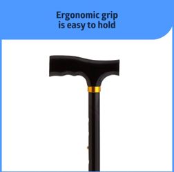Mobility Adjustable, Height Folding Single-Point Walking Cane - Black