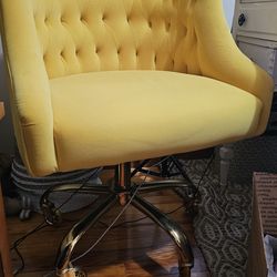 Yellow velvet office chair