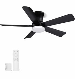 Modern 5-Blade, 8 Speeds, 3CCT, Timer, Reversible, Quiet, LED, For Bedroom, Living Room, Indoor/Outdoor Patio Use, Black