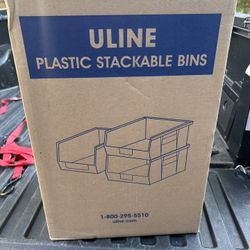 Box Of (9)Plastic Stackable Bins