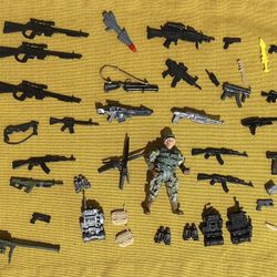Army Action Figure Doll And Miscellaneous Pieces