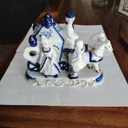 Antique Sabre Horse Carriage Victorian Couple Porcelain Figurine