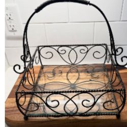 Metal Basket With Glass