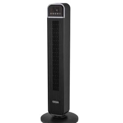 Hampton Bay 36 in. 4-Speed Oscillating Tower Fan in Black with Remote Control and Easy Carry Handle