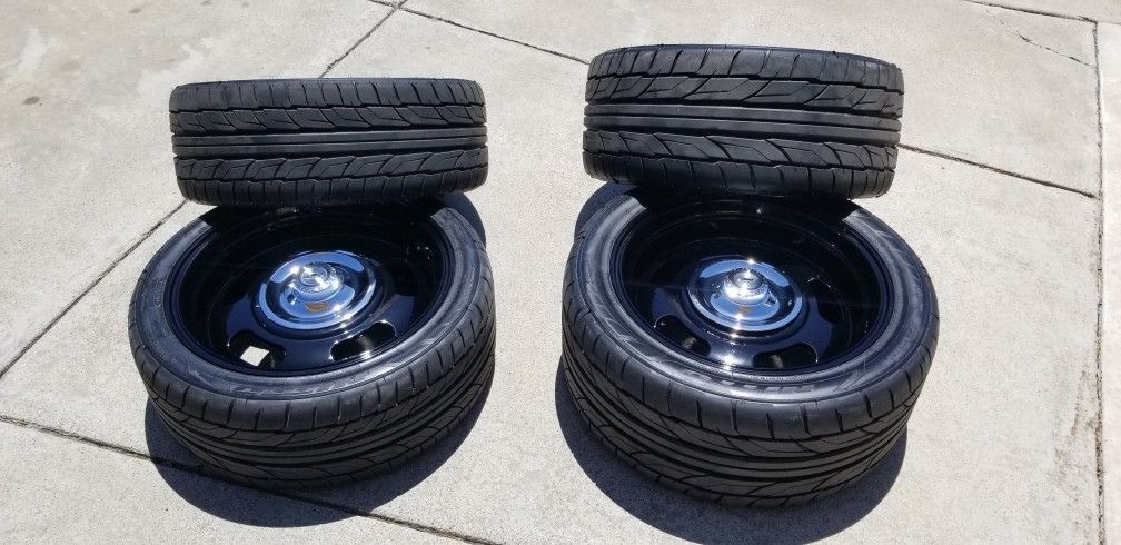 18 INCH RALLY WHEELS AND TIRES CHEVROLET GM STAGGARD
