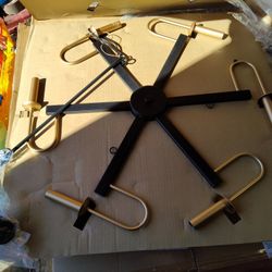 LNC 6 Light 28" Chandelier Pendant Light Fixture In Black And Gold