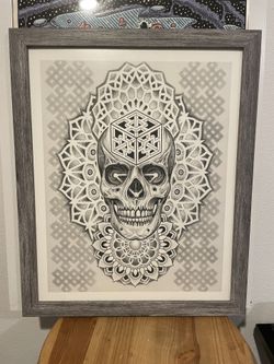 Sacred Geometry Skull Art Print - Framed 