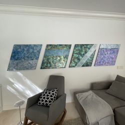 4 Art Abstract Paintings, 30” Wide 30 High