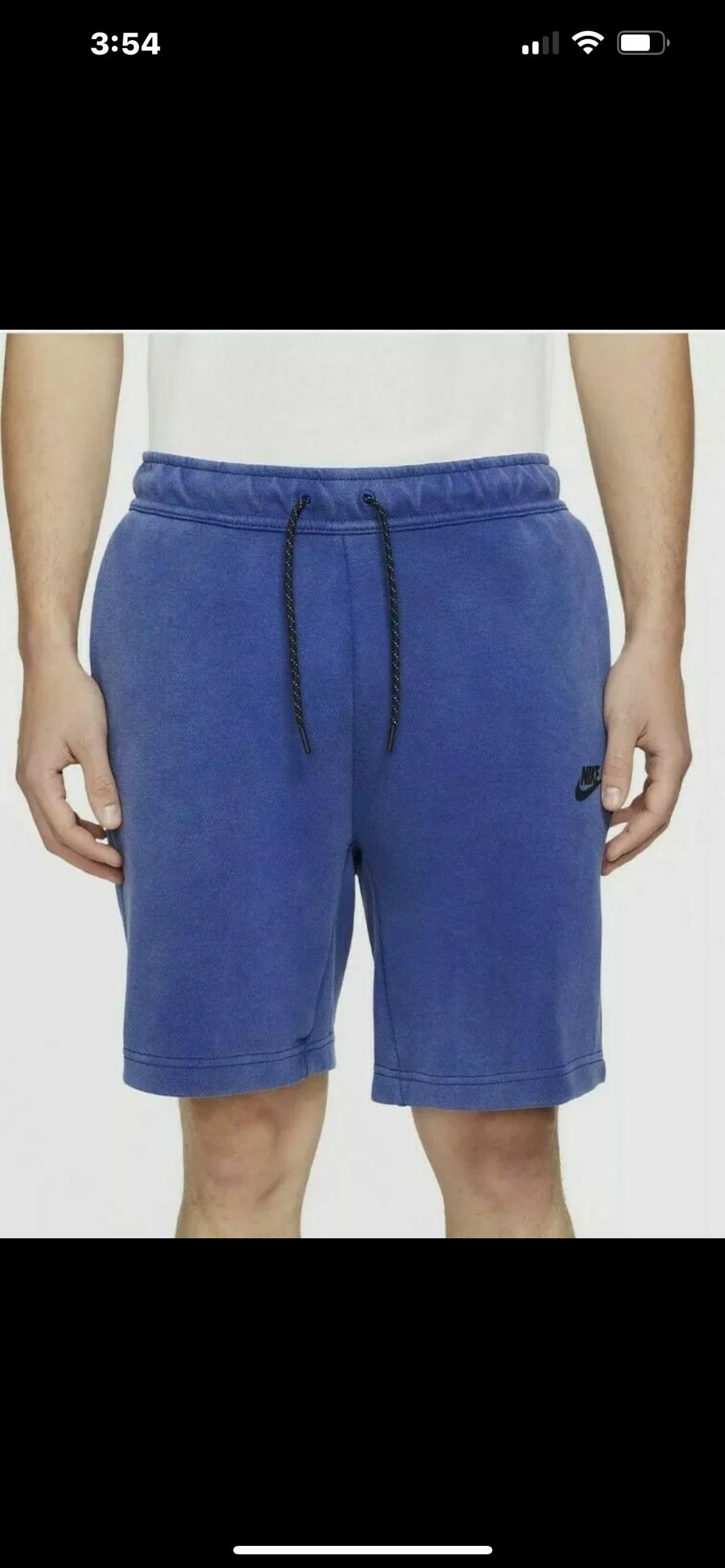 NIKE Men's "Washed" Tech Fleece Shorts Blue Black Sportwear (CZ9912-455) S