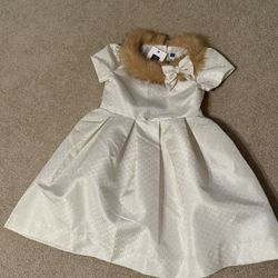 Janie and Jack 4T Brand New Holiday Dress cream and gold