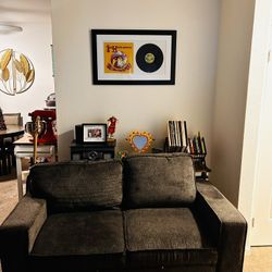 🛋️ Dark Gray Loveseat Sofa w/ Built-In Charging Ports + Hidden Cupholder Storage