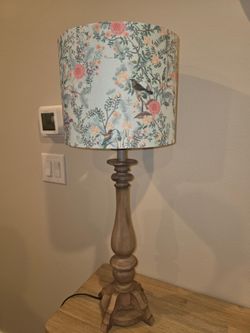 Wooden table lamp with shade