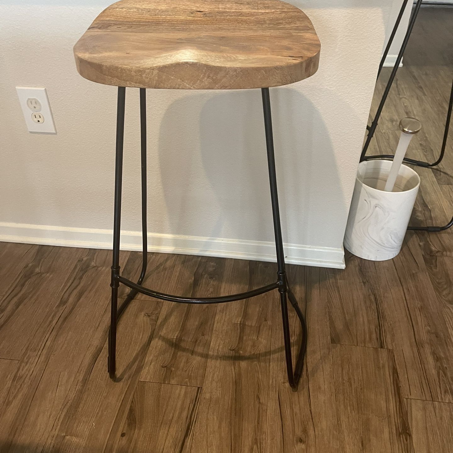 Stools Wood Iron Set Of Two 