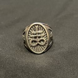 Stainless Steel Brimstone Ring Leviathan Cross