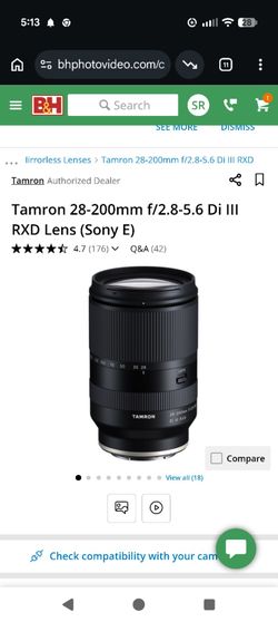 Tamron 28-200mm f/2.8-5.6 Di III RXD Lens (Sony E)
