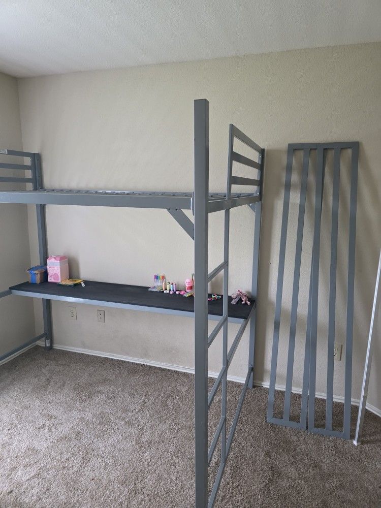 Full Size Bed Frame with Desk