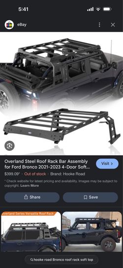 Hooke Roof Rack for soft top Bronco 4 Door
