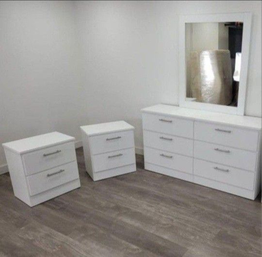 New BEDROOM SET DRESSER NIGHTSTANDS Mirror Comoda Gaveteros Nuevos 4PCS