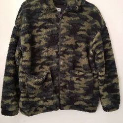 Camo Print Sherpa Jacket