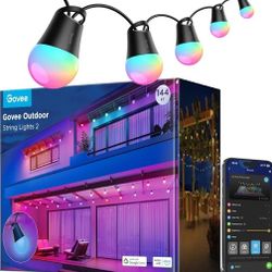 Govee Smart Outdoor String Lights 2, 144ft Outdoor Lights with Dimmable Warm White LED Bulbs Retails $209