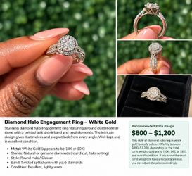 Diamond Halo Engagement Ring White Gold