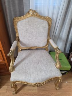 Vintage Gold Ornate Accent Chair – Upholstered – Looking for Offers
