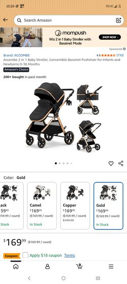 Accombe 2 in 1 Baby Stroller Convertible Bassinet